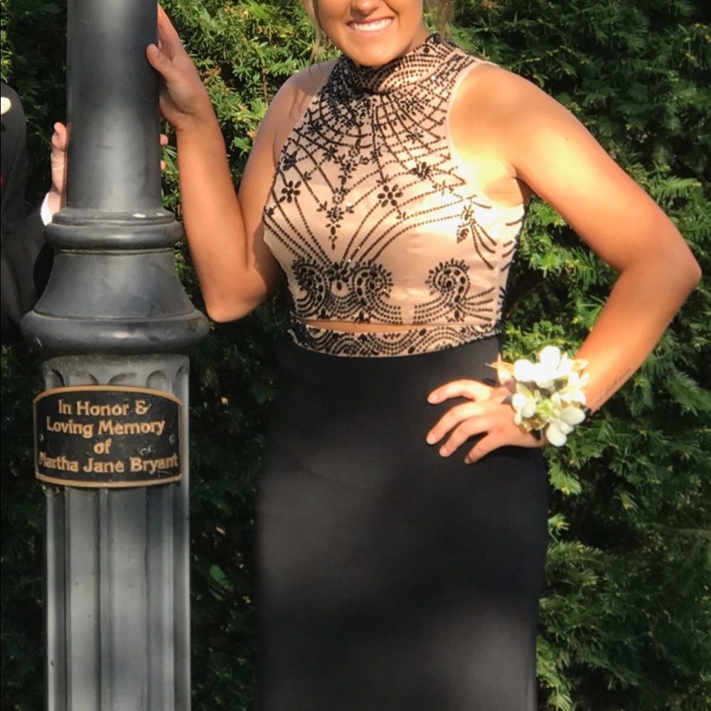Black and Nude Prom Dress